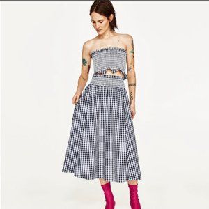 Zara Two-Piece Set: Navy/White Gingham SZ M